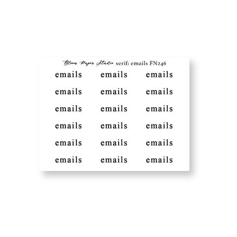 FN246 Foiled Script Serif: Emails Planner Stickers
