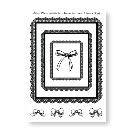 FQ99 Lace Frame in Frame & Bows Foiled Planner Stickers