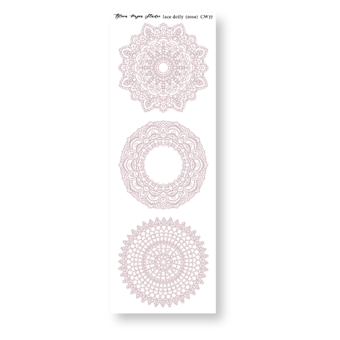 CW37 Lace Doily Journaling Planner Stickers (Rose)