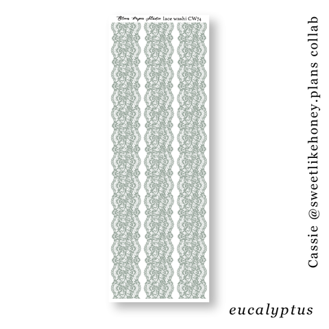CW74 Lace Journaling Planner Stickers (Eucalyptus)