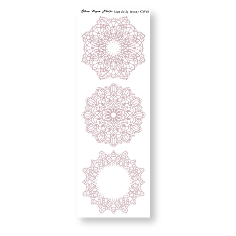 CW38 Lace Doily Journaling Planner Stickers (Rose)