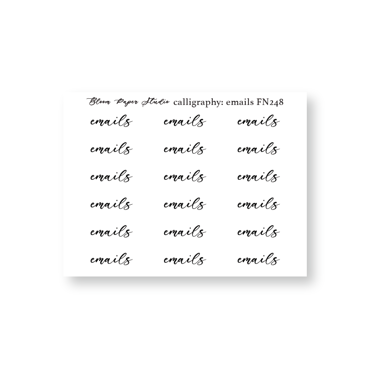 FN248 Foiled Script Calligraphy: Emails Planner Stickers