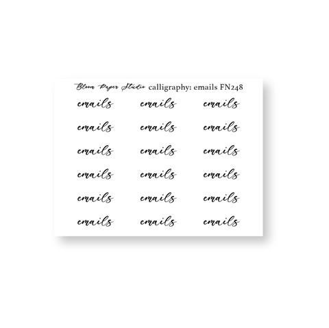 FN248 Foiled Script Calligraphy: Emails Planner Stickers