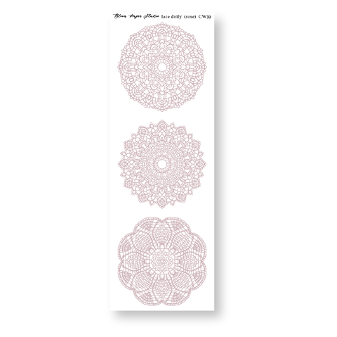 CW39 Lace Doily Journaling Planner Stickers (Rose)
