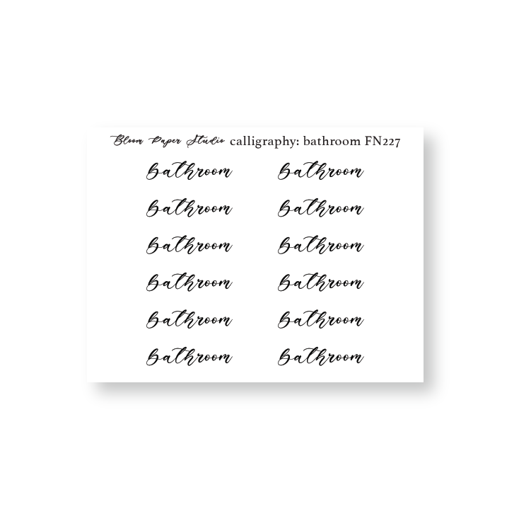 FN227 Foiled Script Calligraphy: Bathroom Planner Stickers