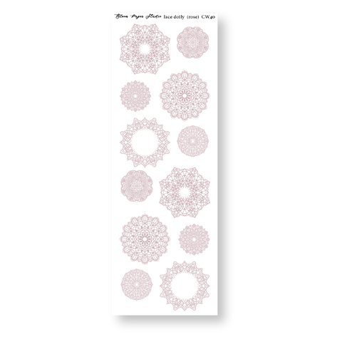 CW40 Lace Doily Journaling Planner Stickers (Rose)