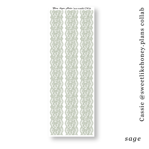CW76 Lace Journaling Planner Stickers (Sage)