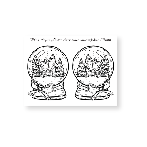 FN022 Foiled Christmas Snow Globes Planner Stickers