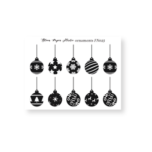 FN023 Foiled Christmas Ornaments Planner Stickers