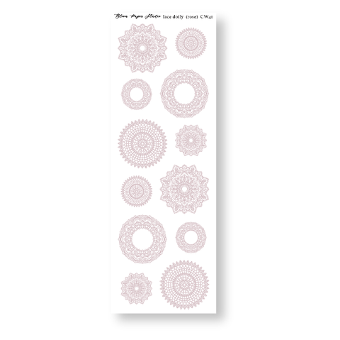 CW41 Lace Doily Journaling Planner Stickers (Rose)