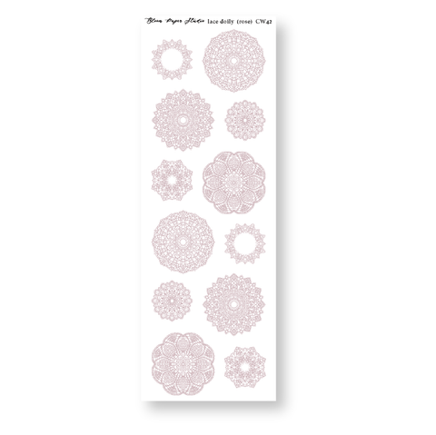 CW42 Lace Doily Journaling Planner Stickers (Rose)