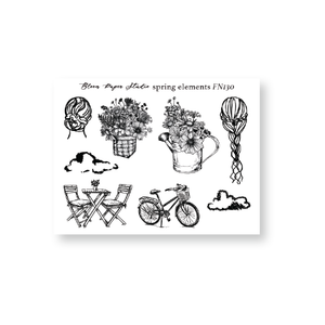FN130 Foiled Spring Elements Planner Stickers