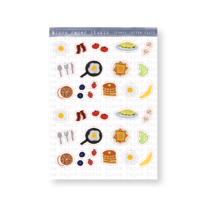 Breakfast Girlie Journaling Doodle Planner Stickers