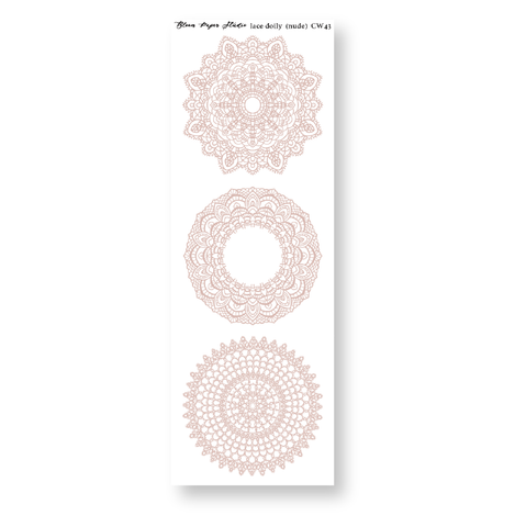 CW43 Lace Doily Journaling Planner Stickers (Nude)