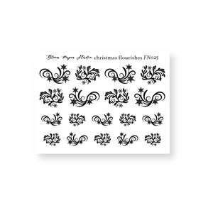 FN025 Foiled Christmas Flourishes Planner Stickers