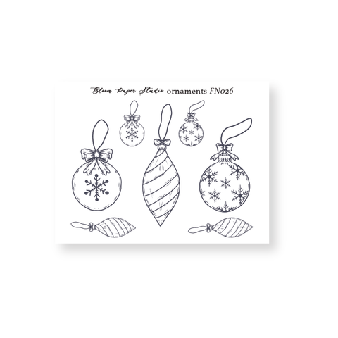 FN026 Foiled Christmas Ornaments Planner Stickers