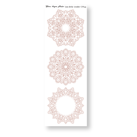CW44 Lace Doily Journaling Planner Stickers (Nude)