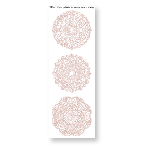 CW45 Lace Doily Journaling Planner Stickers (Nude)