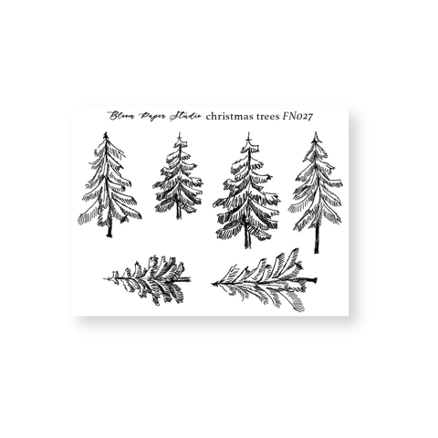 FN027 Foiled Christmas Pine Trees Planner Stickers