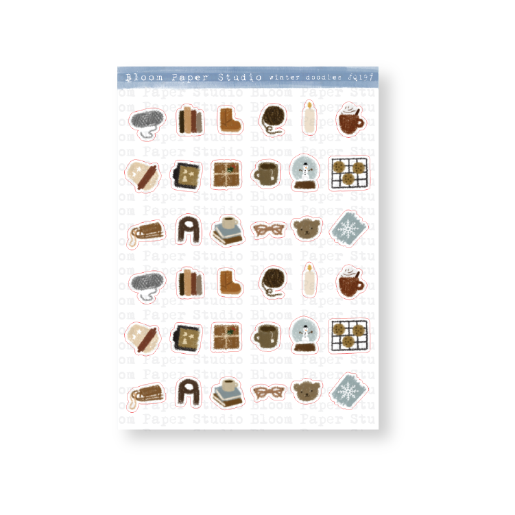 Winter Doodles Journaling Doodle Planner Stickers