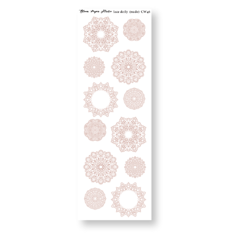 CW46 Lace Doily Journaling Planner Stickers (Nude)