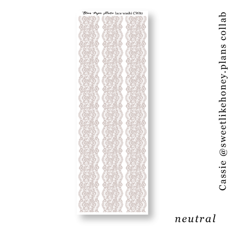 CW82 Lace Journaling Planner Stickers (Neutral)