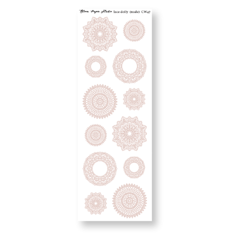 CW47 Lace Doily Journaling Planner Stickers (Nude)