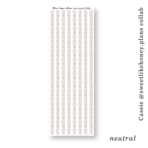 CW83 Lace Journaling Planner Stickers (Neutral)