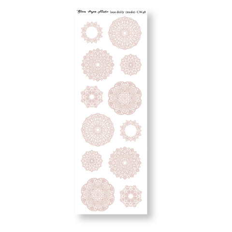 CW48 Lace Doily Journaling Planner Stickers (Nude)