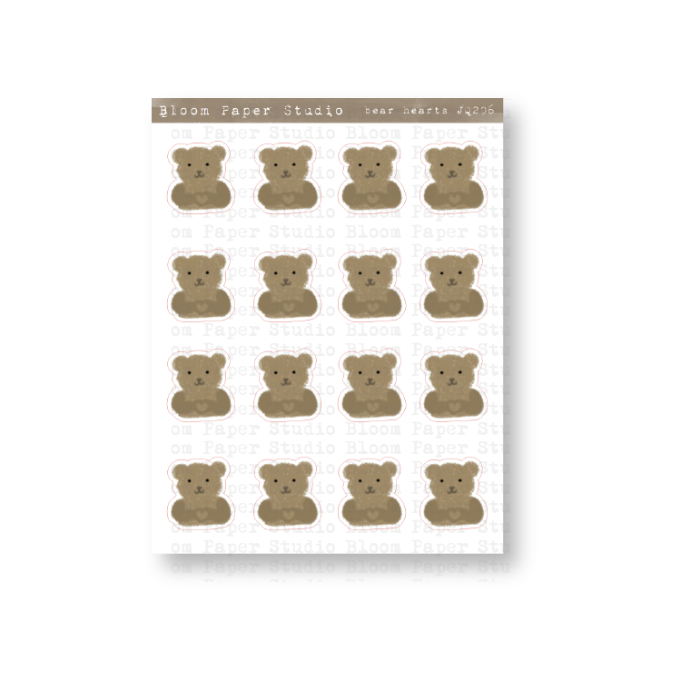 Bear Hearts Doodle Planner Stickers