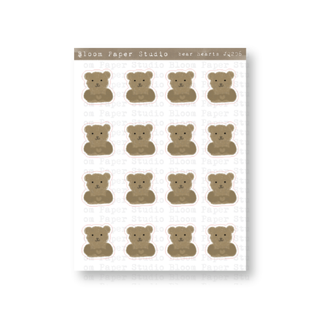 Bear Hearts Doodle Planner Stickers