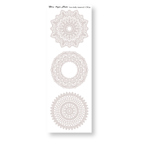 CW49 Lace Doily Journaling Planner Stickers (Neutral)