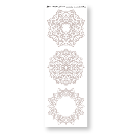 CW50 Lace Doily Journaling Planner Stickers (Neutral)
