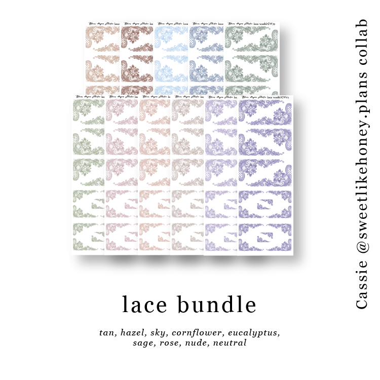 CW55-65 Lace Journaling Planner Stickers (All Colors)