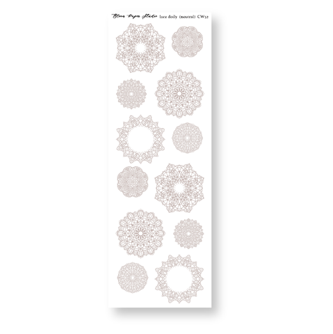 CW52 Lace Doily Journaling Planner Stickers (Neutral)