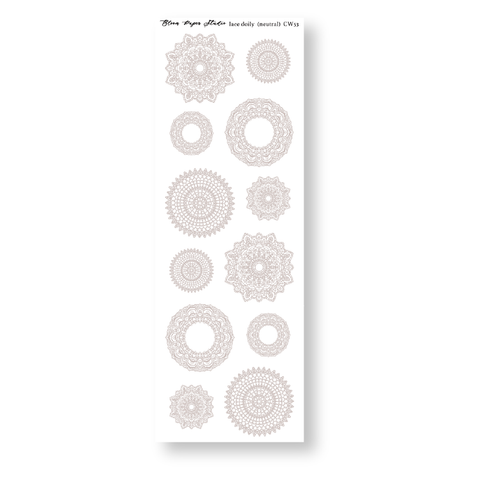 CW53 Lace Doily Journaling Planner Stickers (Neutral)