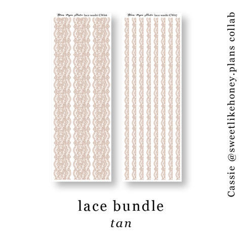 CW66-67 Lace Journaling Planner Stickers (Tan)