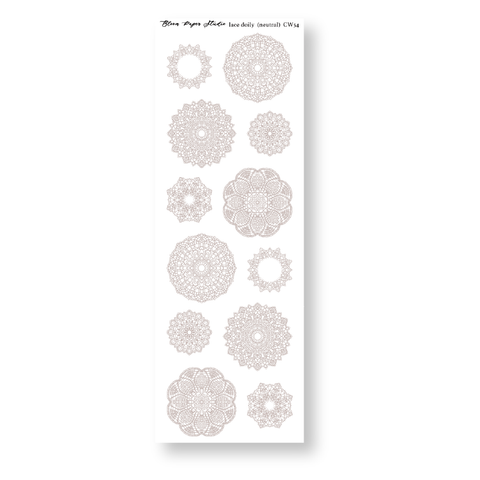 CW54 Lace Doily Journaling Planner Stickers (Neutral)
