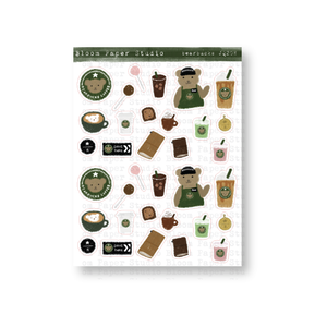 Bearbucks Coffee Doodle Planner Stickers
