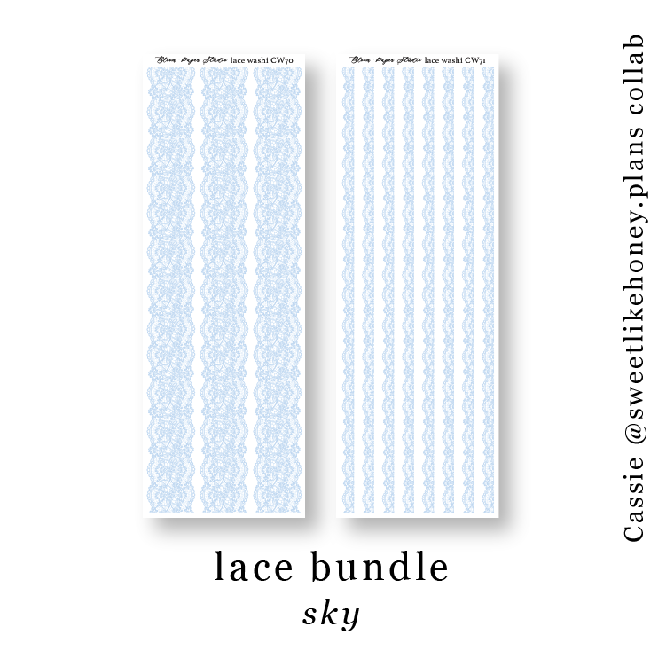CW70-71 Lace Journaling Planner Stickers (Sky)