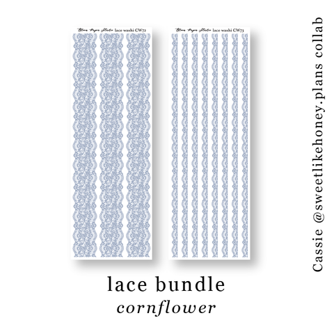CW72-73 Lace Journaling Planner Stickers (Cornflower)