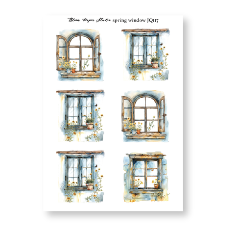 JQ117 Watercolor Spring Windows Journaling Planner Stickers
