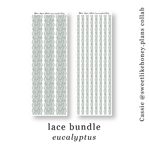CW74-75 Lace Journaling Planner Stickers (Eucalyptus)
