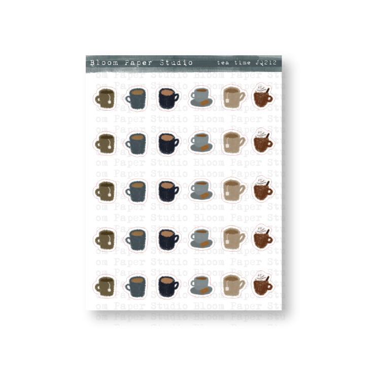 Tea Time Doodle Planner Stickers
