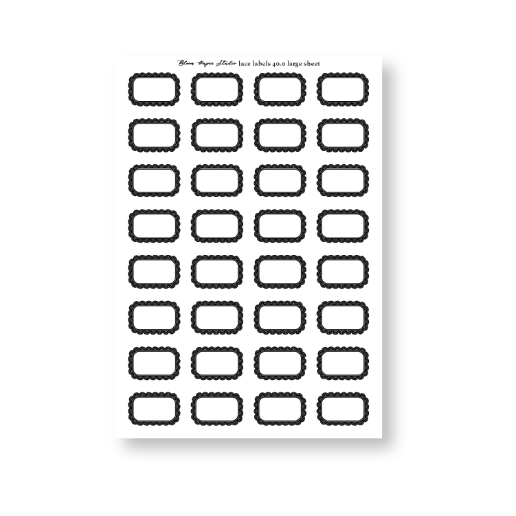 Foiled Lace Labels 40.0 Planner Stickers (Large Sheet)
