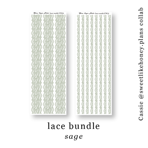 CW76-77 Lace Journaling Planner Stickers (Sage)