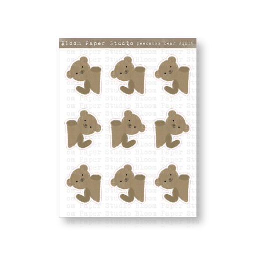 Peekaboo Bear Doodle Planner Stickers