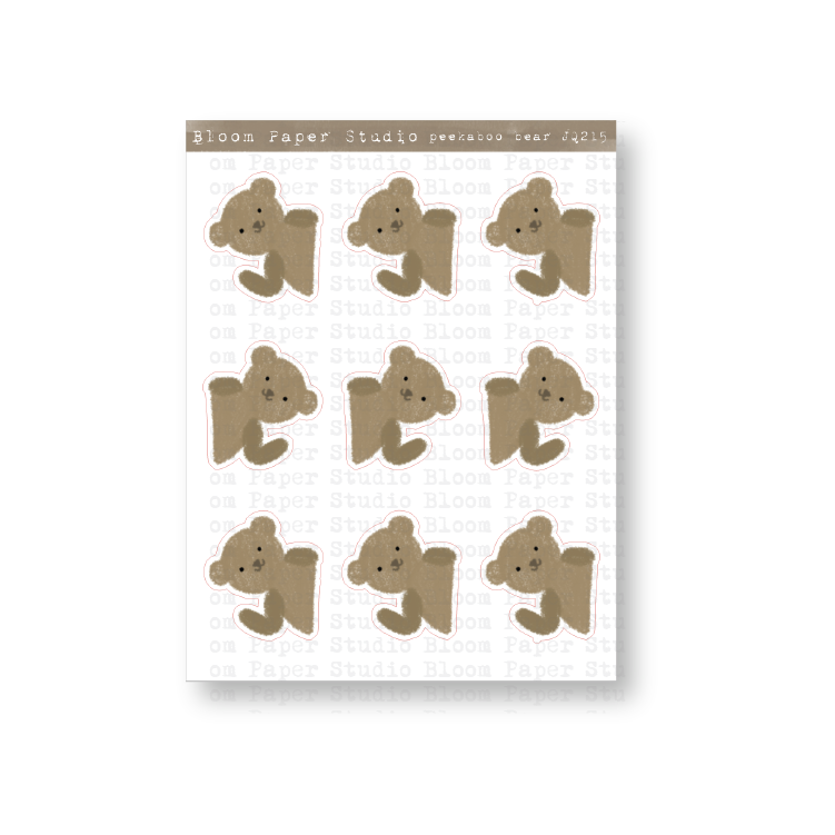 Peekaboo Bear Doodle Planner Stickers