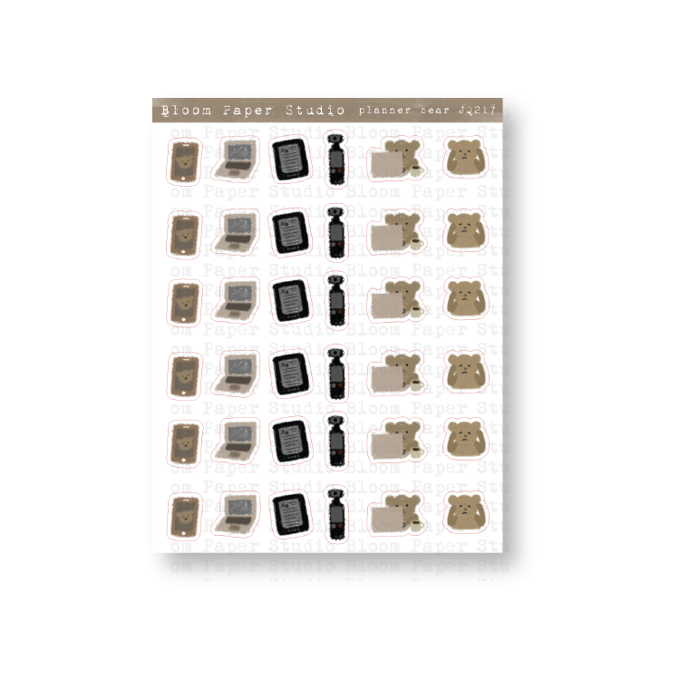 Techie Bear Doodle Planner Stickers