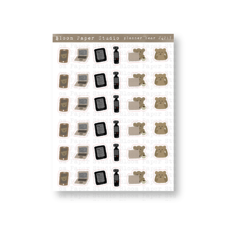 Techie Bear Doodle Planner Stickers